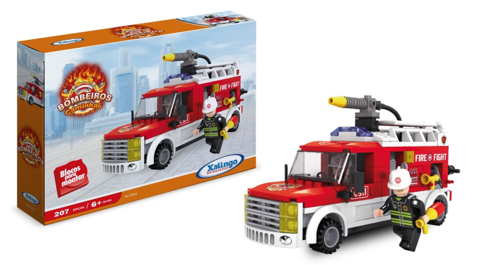 Blocos de Montar Bombeiros Caminhão 207 Peças Xalingo