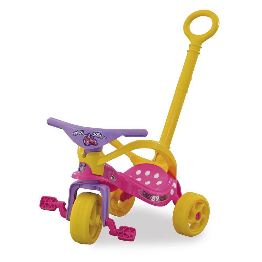 Triciclo Infantil Motoca Minnie para Passeio com Empurrador e