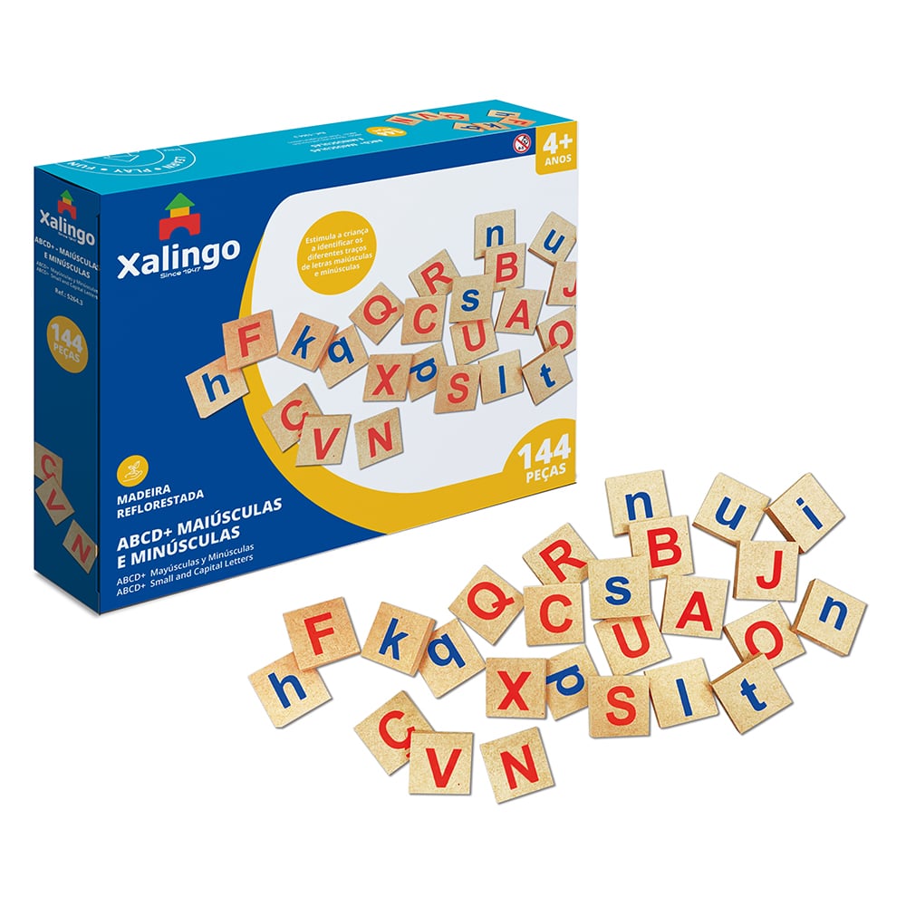 Jogo ABCD Letras Maiúsculas e Minúsculas 144 Peças Xalingo