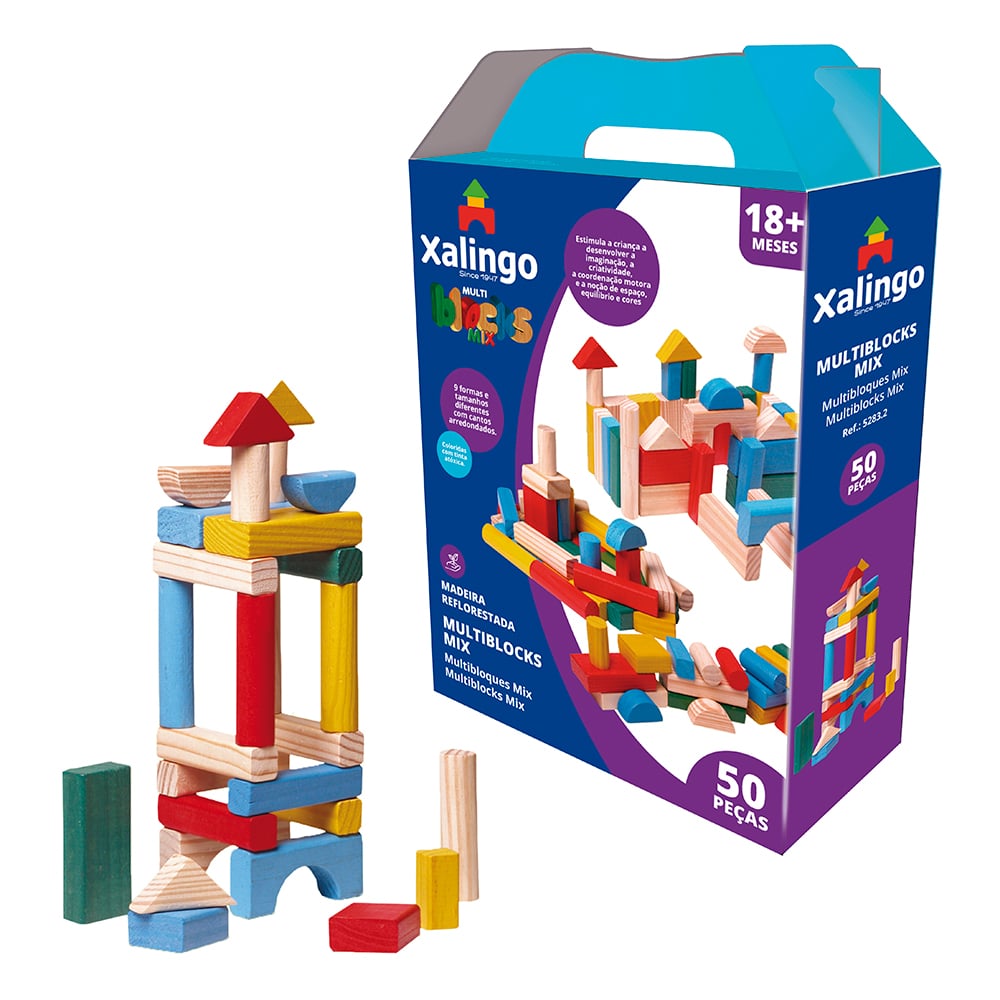 Blocos Pedagógico Multiblocks Mix 50 Peças Xalingo
