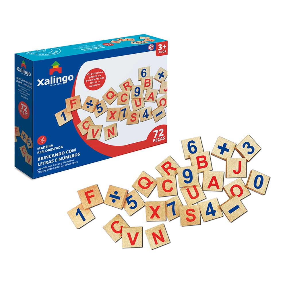 Jogo Brincando com Letras e Números 72 Peças Xalingo