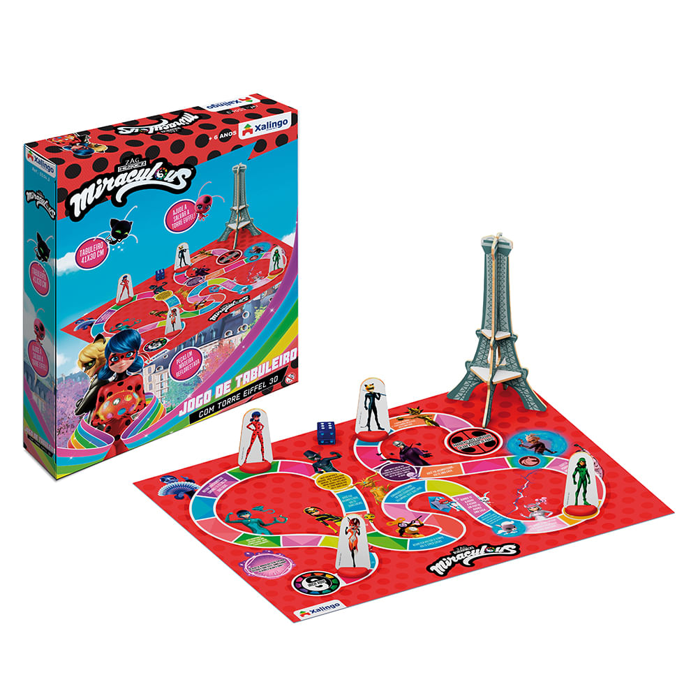 Jogo De Tabuleiro Com Torre Eiffel 3d Miraculous Ladybug Xalingo