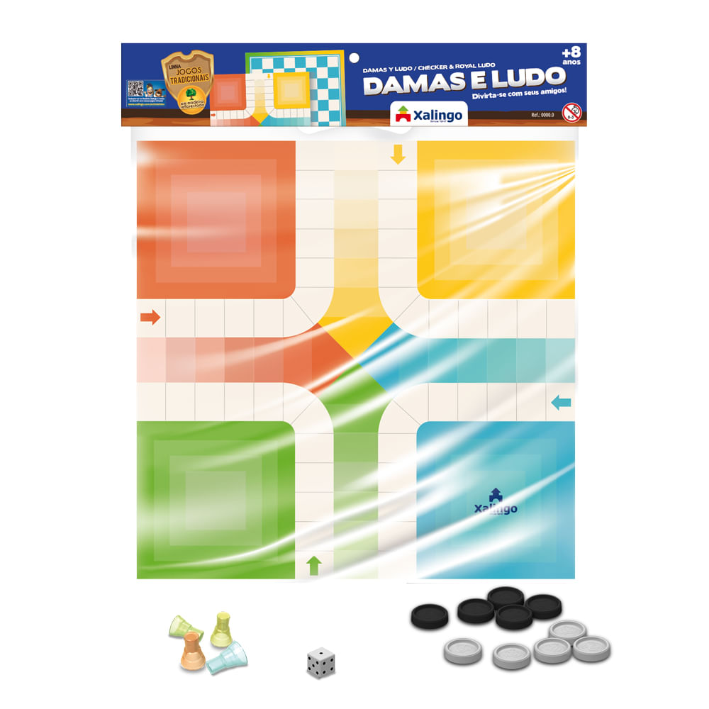 Jogo de Tabuleiro Damas e Ludo 40 peças Xalingo